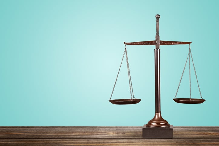 Scales of Justice on table